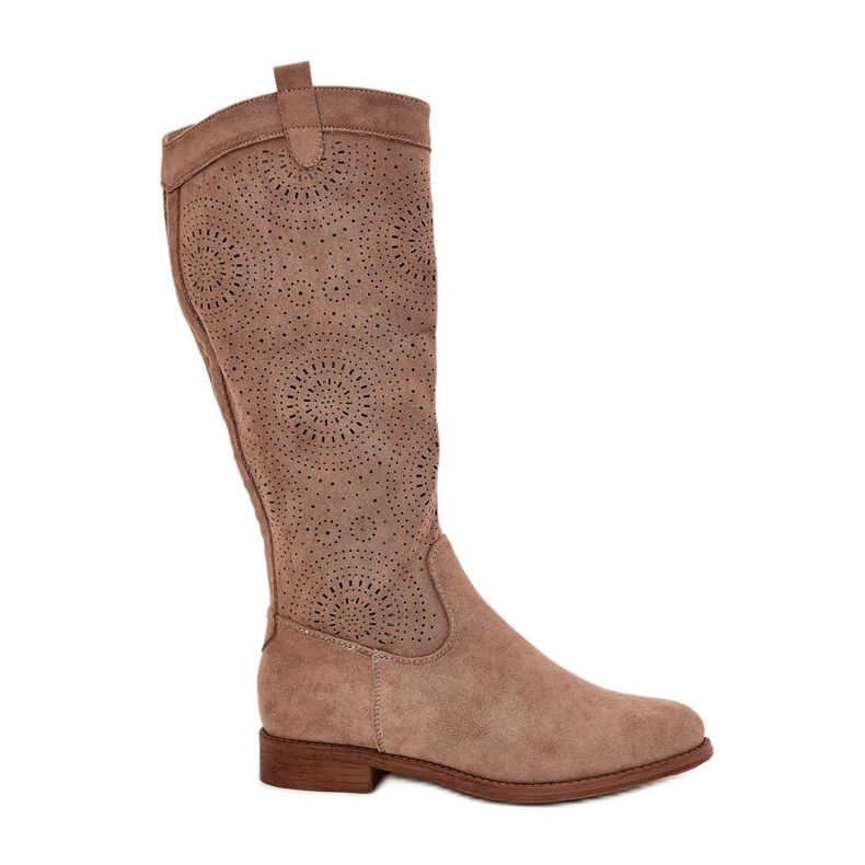 S.Barski Botas con un tacón plano Openwork Upper S. Barski Hy51-860 beige