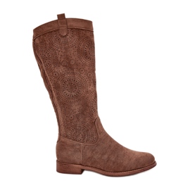 S.Barski Botas con un S. Barski Hy51-860 de tacón de tacón plano marrón