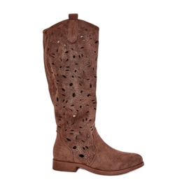 S.Barski Tacones planos de Openwork Hy51-176 Brown marrón