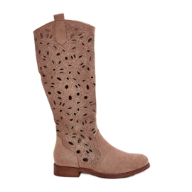 S.Barski Tacones planos de Openwork HY51-176 Beige
