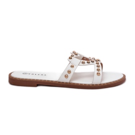 Zapatillas blancas planas decoradas blanco