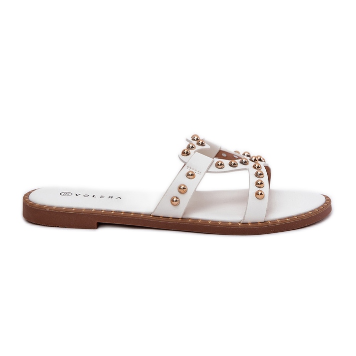 Zapatillas blancas planas decoradas blanco