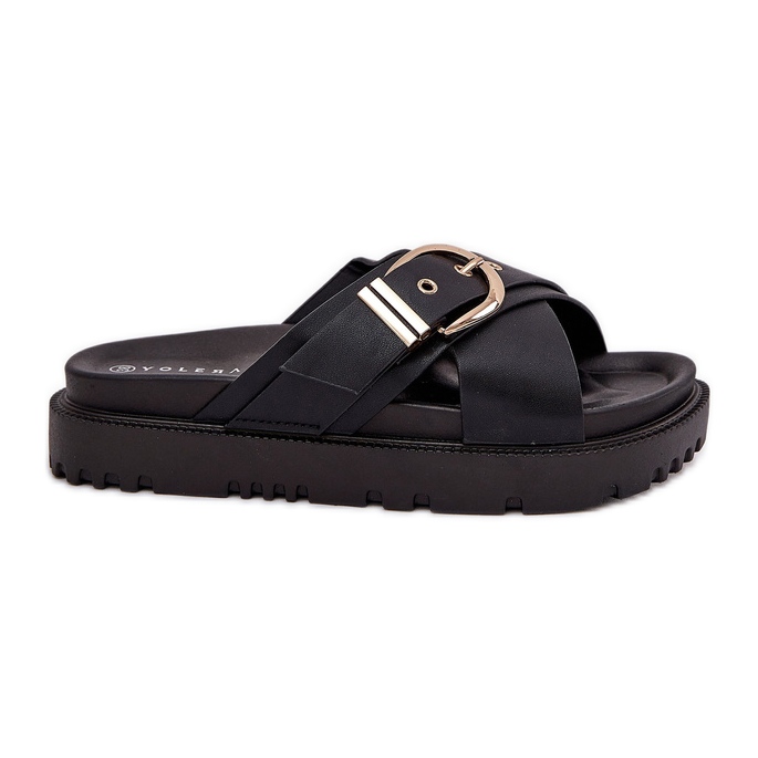 Zapatillas en la plataforma con una hebilla negra negro