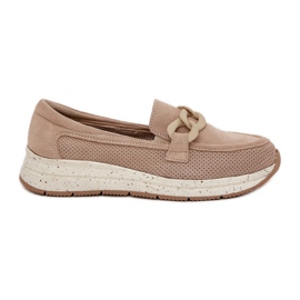 S.Barski Mocasines de gamuza en la plataforma con D&amp;A TW552 Beige Chain