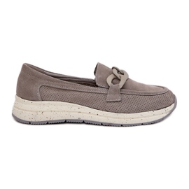 S.Barski Mocasines de gamuza en la plataforma con D&amp;A TW552 Gray Chain gris
