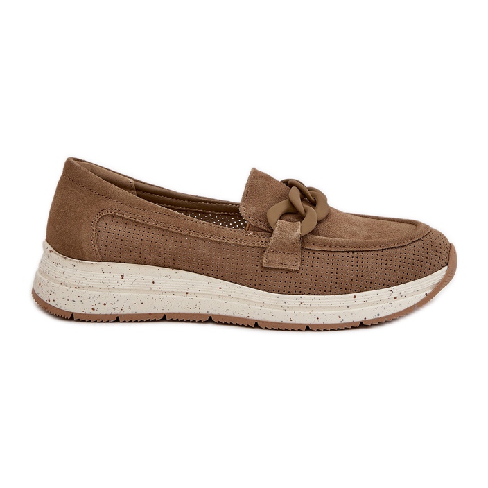 S.Barski Mocasines de gamuza en la plataforma con D&amp;A TW552 Brown Chain marrón
