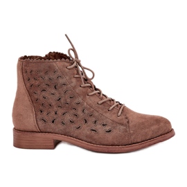 S.Barski Botas bajas con un patrón de trabajo abierto S. Barski Hy51-185 Brown marrón