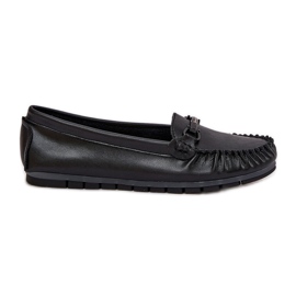 S.Barski Mocasines de cuero plano con un adorno de S. Barski LR51-547 Negro