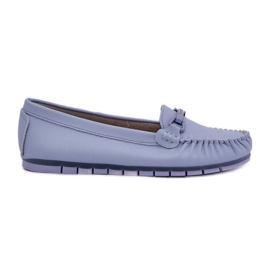 S.Barski Mocasines de cuero plano con un adorno de S. Barski LR51-547 Azul