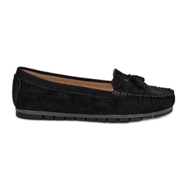 Mujer clásico plano de gamuza mocasins s.barski lr51-548 negro