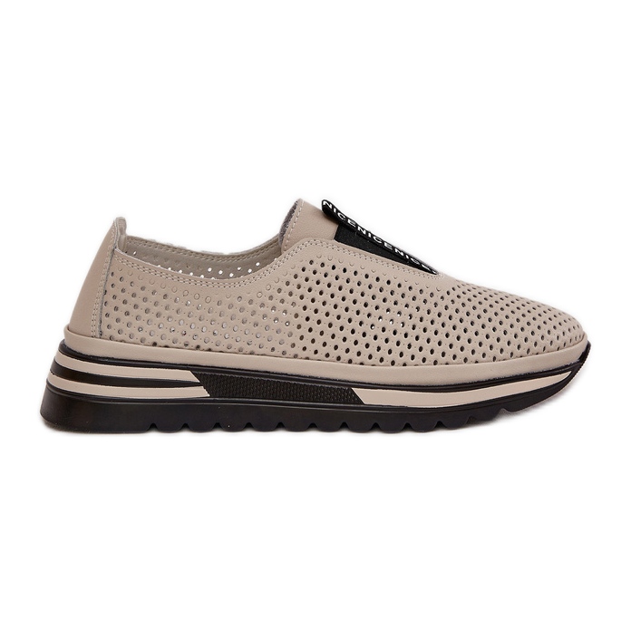 S.Barski Zapatos de mujer atacados hechos de cuero natural S. Barski LR51-672 beige