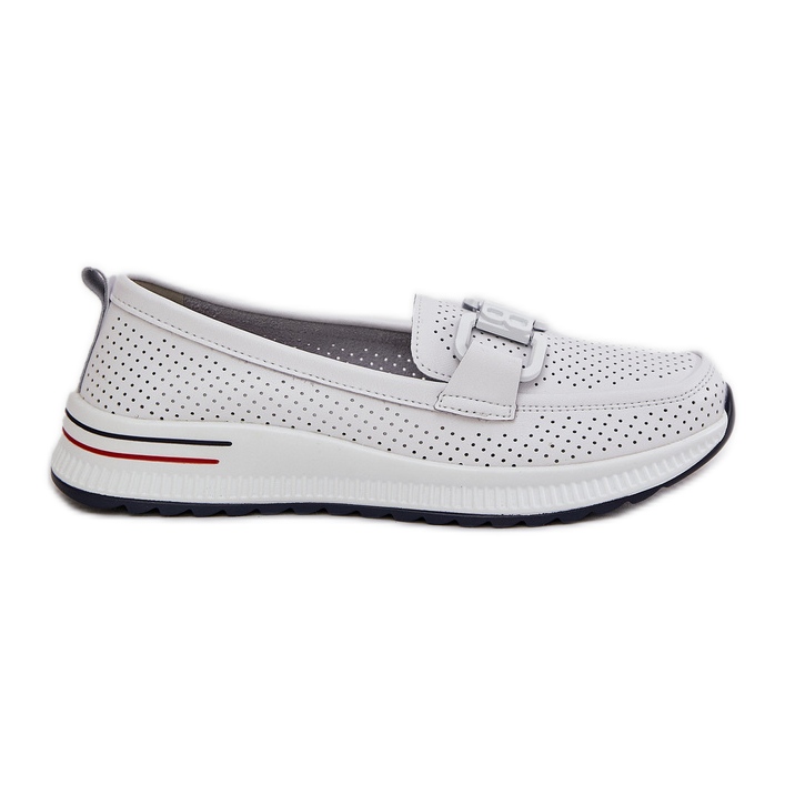 S.Barski Mocasines de cuero para mujeres en la plataforma S. Barski LR51-556 White blanco
