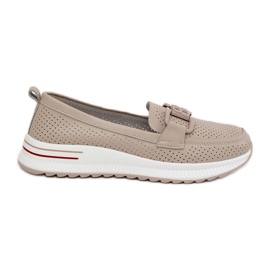 S.Barski Mocasines de cuero para mujeres en la plataforma S. Barski LR51-556 beige