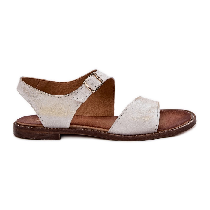Sandalias de mujer de cuero Zazoo 3014 Zloty Limpieza dorado