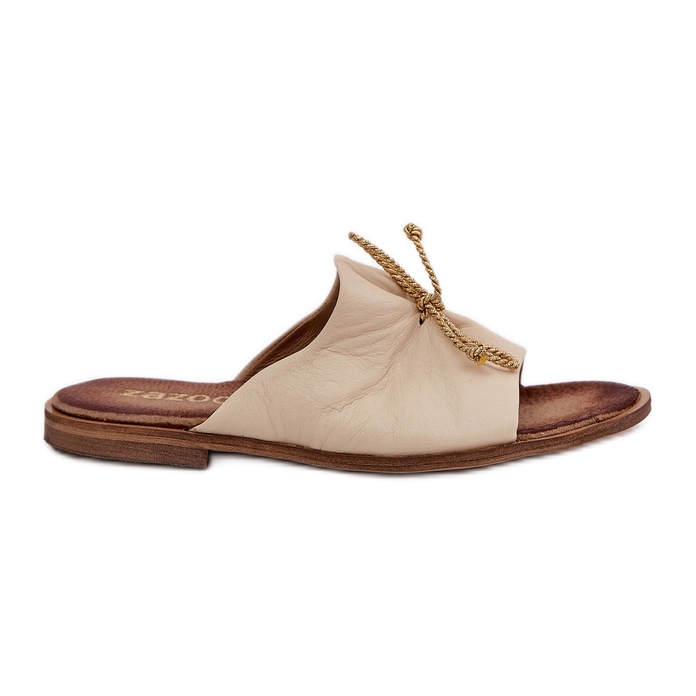 Zazoo 2659 zapatillas de cuero para mujeres beige