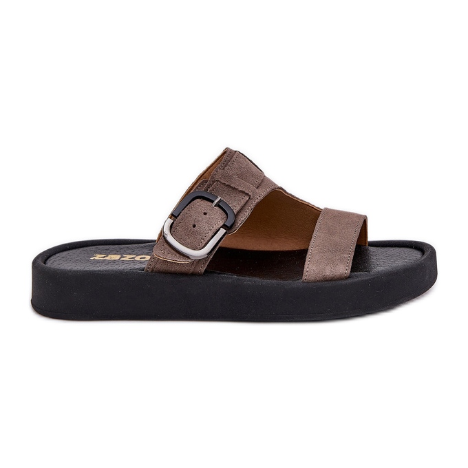 Flip fallas de gamuza para mujeres en la plataforma Zazoo 3024 Brown marrón