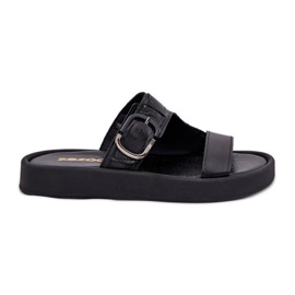 Flip de cuero para mujeres en la plataforma negra Zazoo 3024 negro Flip de cuero para mujeres en la plataforma negra Zazoo 3024 negro