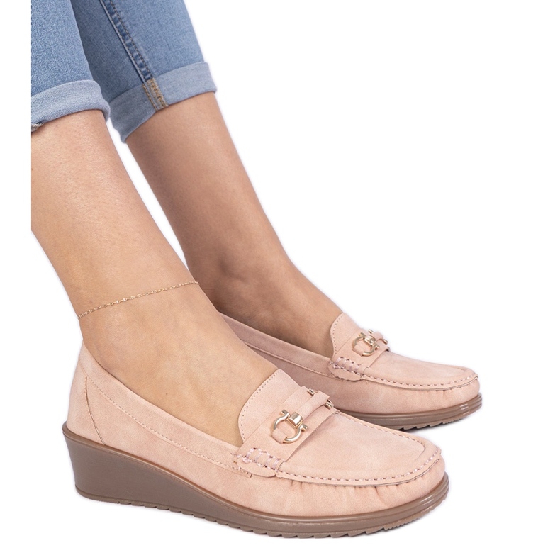 Mocasines de mujer rosa con un acabado mate rosado Mocasines de mujer rosa con un acabado mate rosado