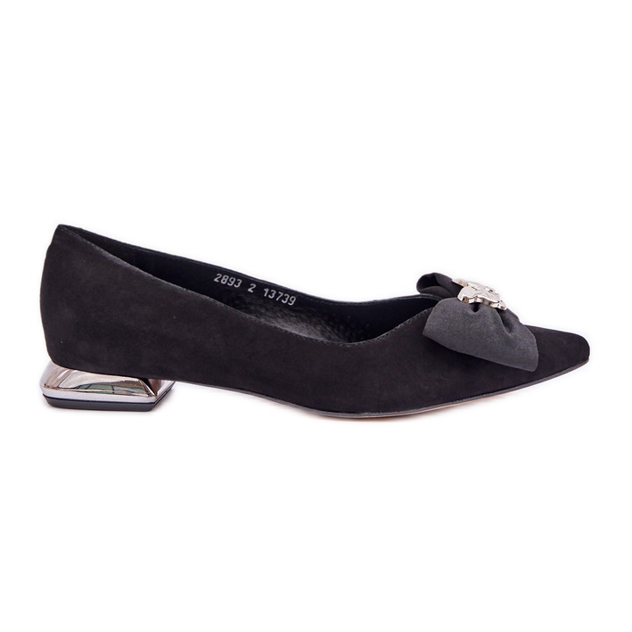 Elegantes bailarinas femeninas de gamuza con Laura Messi 2893 Black Bow negro
