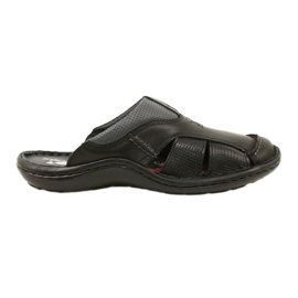 Kampol Chanclas de piel para hombre 224KAM, negro