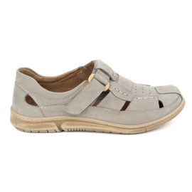 KOMODO Zapatos de cuero para hombres para velcro 937 gris