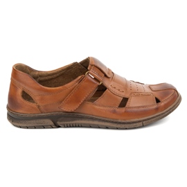 KOMODO Zapatos de cuero de velcro 937 marrón