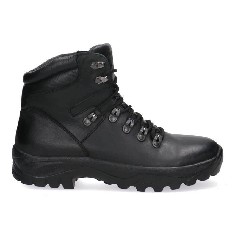 Zapatos de caza duraderos, zapatos de trekking en las montañas negras de Pollonus 6-0127-001 Knieja negro negro