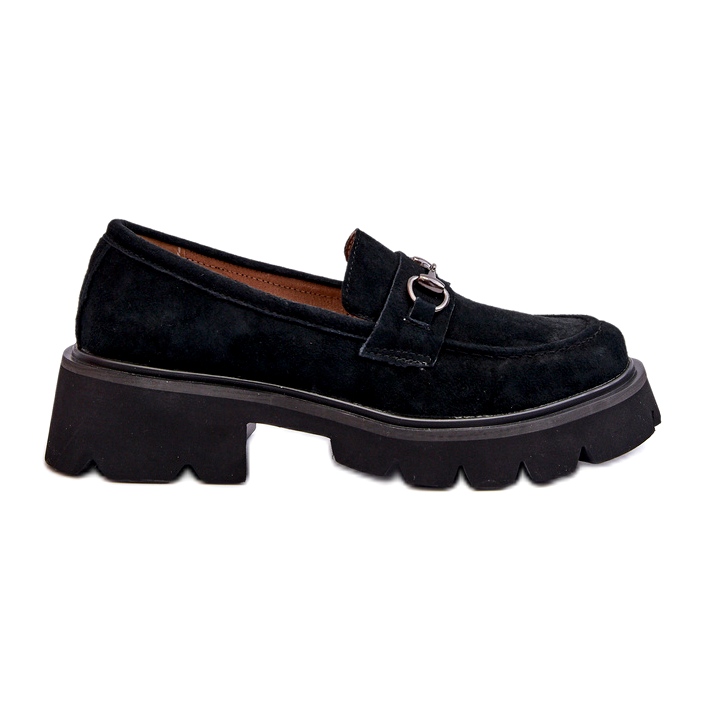 Vinceza Mocasines de cuero para mujeres negros de gamuza negra