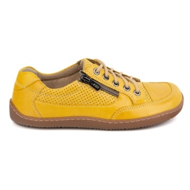 Zapatillas de cuero minimalista de mujeres descalzos Olivier 770 amarillo perforado