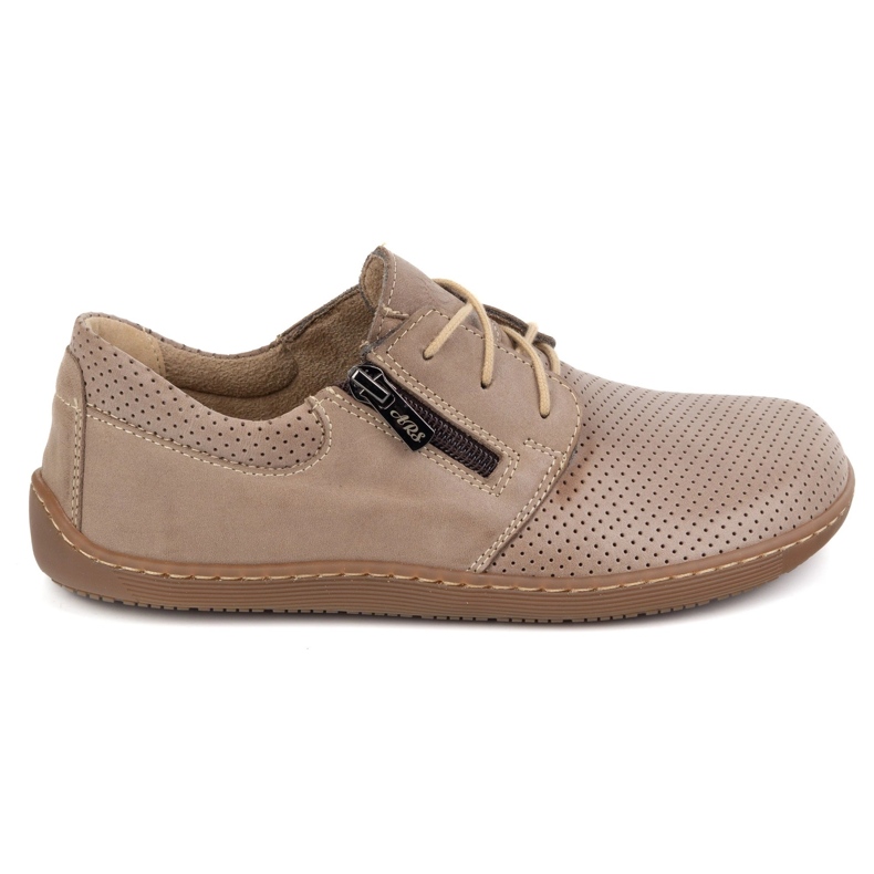 Olivier Zapatos de cuero minimalista de mujeres descalzo 1244 beige perforado