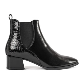 Botas Chelsea de mujer negra con un dedo del pie de almendras negro