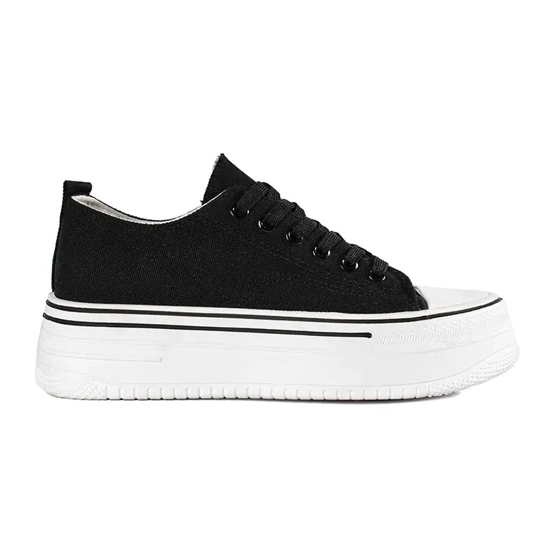 Zapatillas de mujer negras con suela gruesa. negro