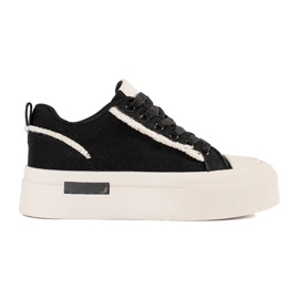 Deportivas negras y blancas con plataforma negro Deportivas negras y blancas con plataforma negro