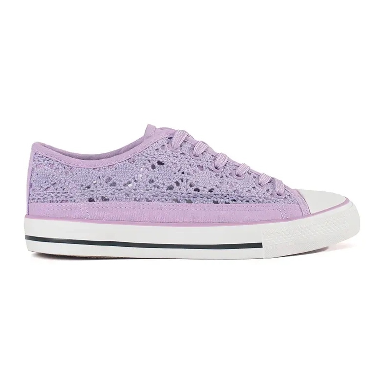 Zapatillas de zapatillas Violet Openwork atadas violeta