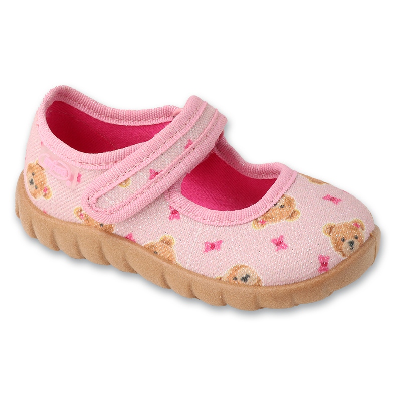 Zapatillas para niños de Befado Pink 460p018 en un oso de peluche rosado