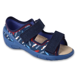 Zapatillas para niños de Befado para velcro pu 063x024 inserto de cuero azul