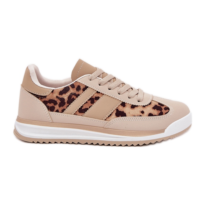 Zapatillas deportivas deportivas estampado de leopardo beige-marrón