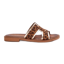 Flip de leopardo de cuero Flip Zazoo 40383 Brown marrón