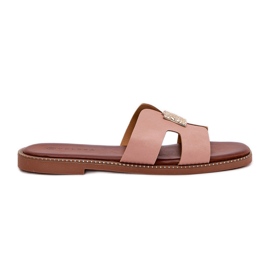 Flip plano -flops con recortes y decoración rosa sucio rosado