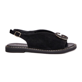 Sandalias planas con decoración negra negro