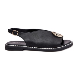 Sandalias planas y elegantes con una decoración negra negro