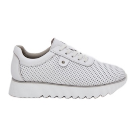 S.Barski Zapatos deportivos de cuero en la plataforma con brillo LR51-629 White blanco