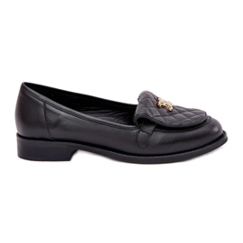Mocasines de cuero con una decoración dorada Laura Messi 2927 Negro