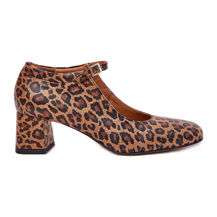 Bombas de cuero en la publicación de estampado de leopardo de Laura Messi 2936 Brown marrón