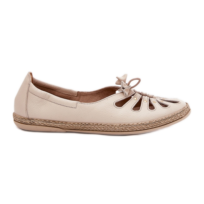 Bailarinas planas de cuero natural Zazoo 10179 beige