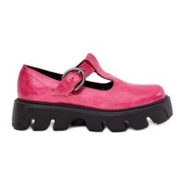 Zazoo Zapatos de cuero pintados con una hebilla de zaazoo 20183 fuchsia rosado