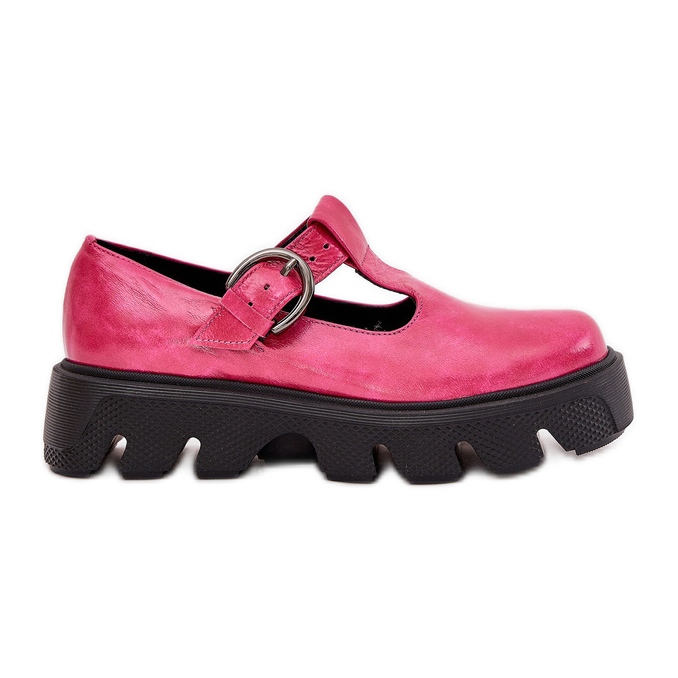 Zazoo Zapatos de cuero pintados con una hebilla de zaazoo 20183 fuchsia rosado