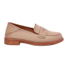 Mocasillas para mujeres elegantes hechas de cuero Vinceza natural 18100 beige