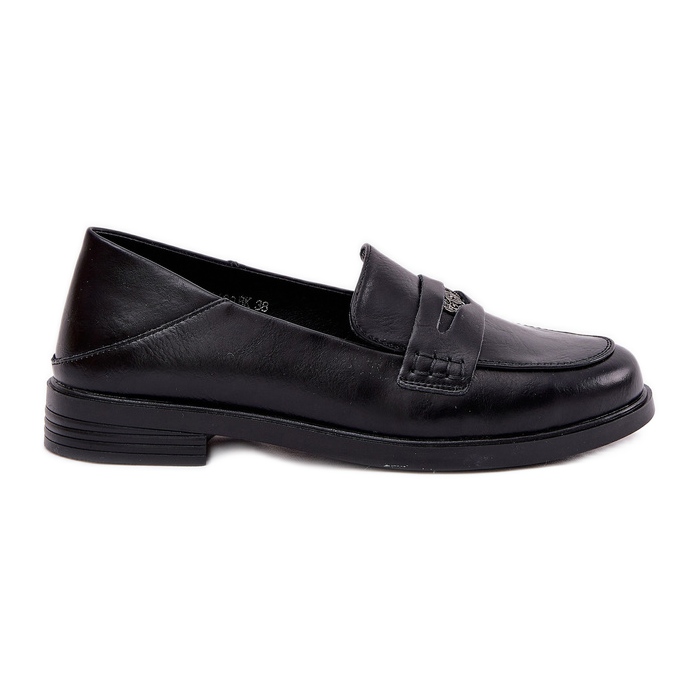 Mocasillas de mujer elegantes hechas de cuero natural de Vinceza 18100 Negro