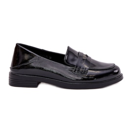 Elegantes mocasines de mujeres barnizadas hechas de cuero Vinceza natural 18100 Negro